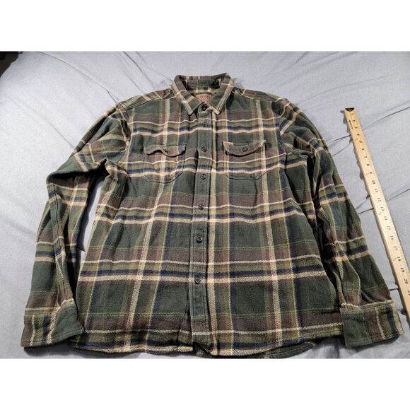 Orvis Flannel Shirt Mens XL Green Plaid‎ Shacket Heavy Button Up Outdoor Pocket - Picture 1 of 8